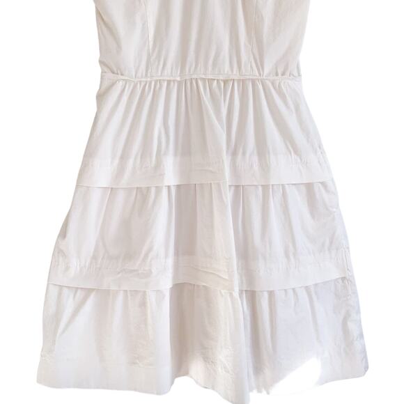 Shoshanna Collared Tiered Sleeveless Button Shirt Dress Fit and Flare White 4 - Picture 8 of 15